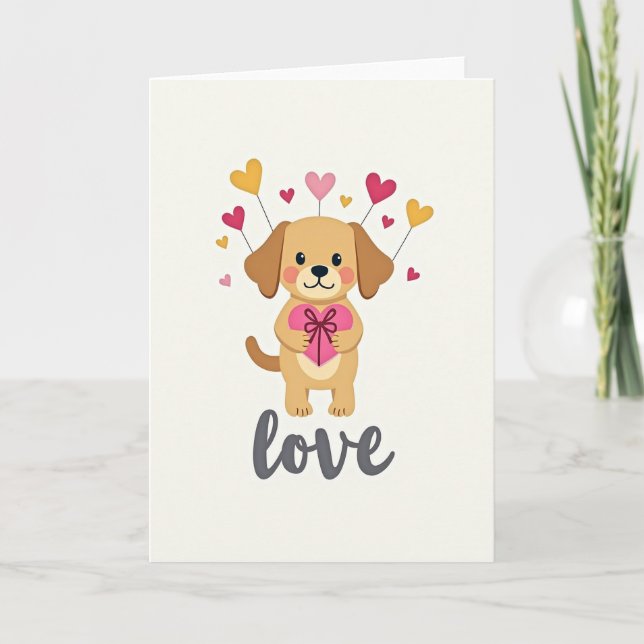 Cartão de Amor de Cachorrinho com Carinho (Frente)