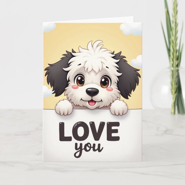 Cartão de Amor de Cachorrinho Fofo (Frente)
