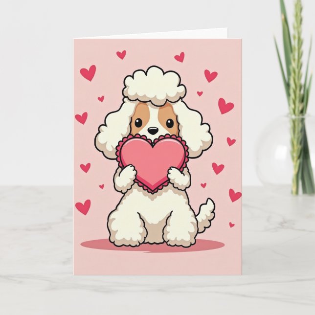Cartão de Amor de Cachorro Poodle Fofo (Frente)