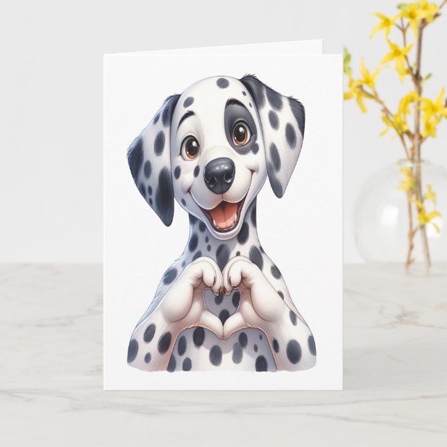 Cartão de Amor de Canino Fofo (Flor Amarela)