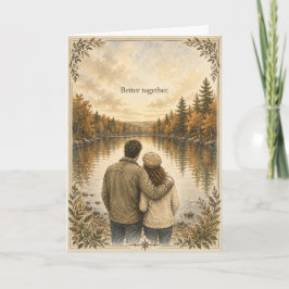 Cartão de Amor de Casal com Aquarela Melhor Juntos