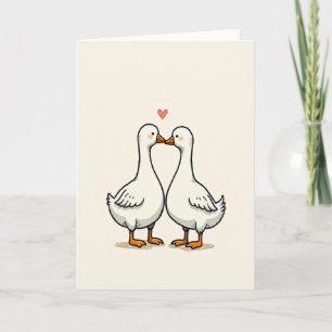 Cartão de Amor de Casal de Gansos Fofos