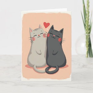 Cartão de Amor de Casal de Gatos