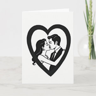 Cartão de Amor de Casal Romântico Beijando