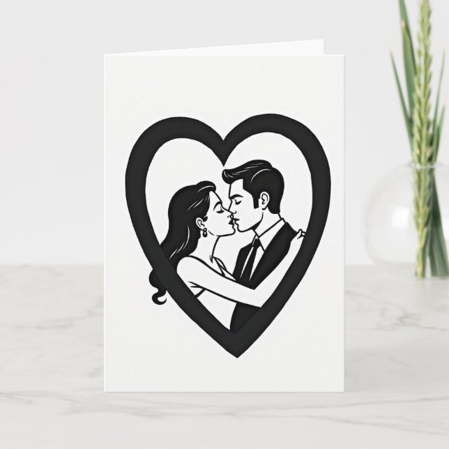 Cartão de Amor de Casal Romântico Beijando (Frente)