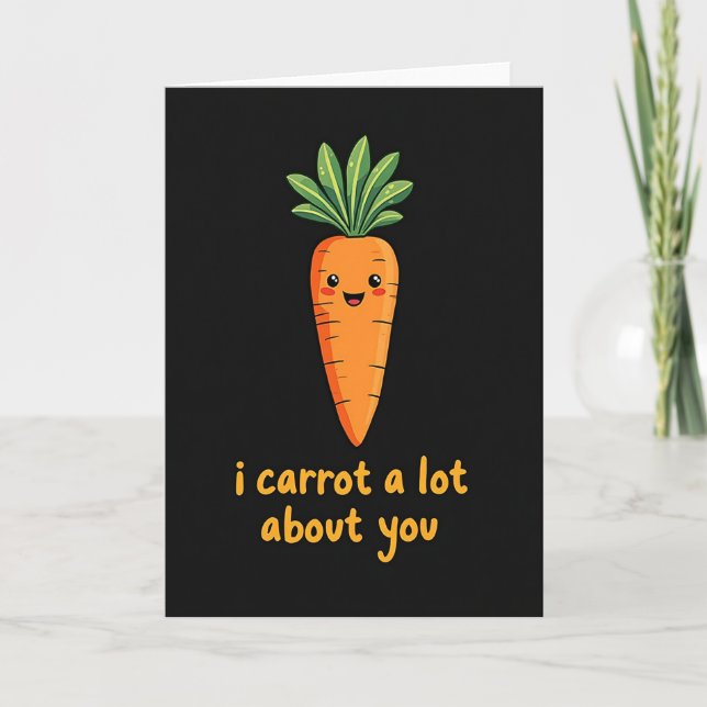 Cartão de Amor de Cenoura Fofa (Frente)