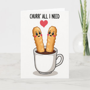 Cartão de Amor de Churro de Chocolate Fofo