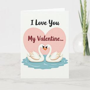 Cartão de Amor de Cisne de Coração