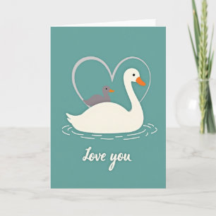 Cartão de Amor de Cisne e Patinho
