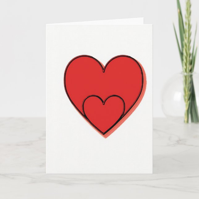 Cartão de Amor de Coração Duplo Simples (Frente)