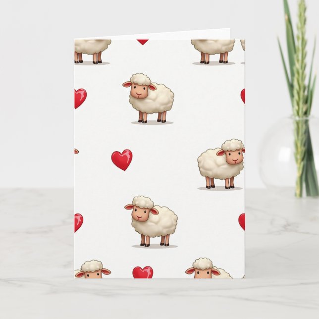 Cartão de Amor de Cordeiro Fofo (Frente)