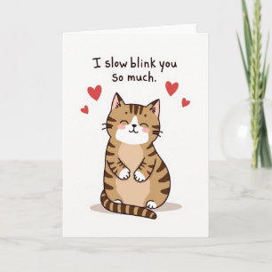 Cartão de Amor de Gato Fofo com Piscadela Lenta