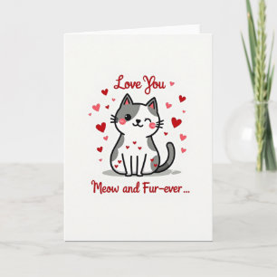 Cartão de Amor de Gato Fofo para Sempre