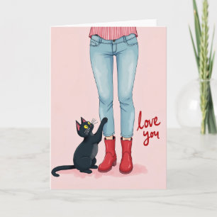 Cartão de Amor de Gato Preto