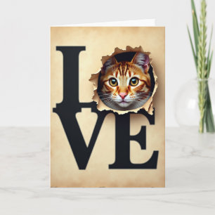 Cartão de Amor de Gato Ruivo Fofo