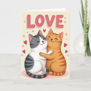 Cartão de Amor de Gatos Aconchegantes