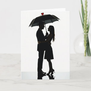 Cartão de Amor de Guarda-chuva Minimalista