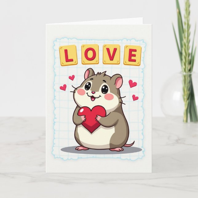Cartão de Amor de Hamster Fofo (Frente)