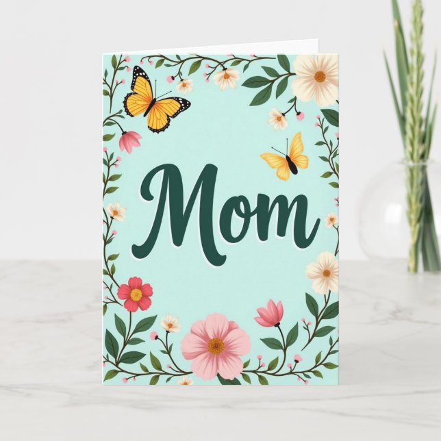 Cartão de Amor de Mãe Botânico (Frente)