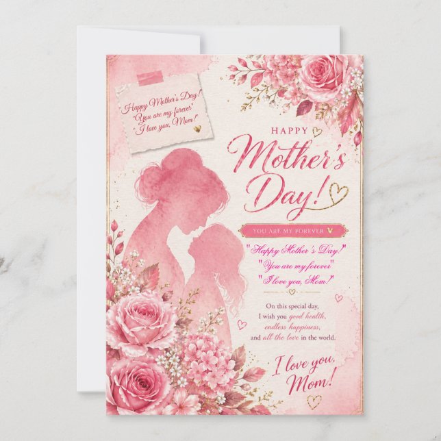 Cartão de Amor de Mãe Floral 5x7 (Frente)