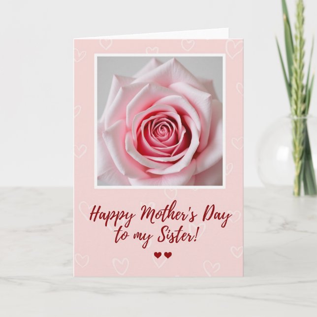 Cartão de Amor de Mãe Rosa Corado (Frente)