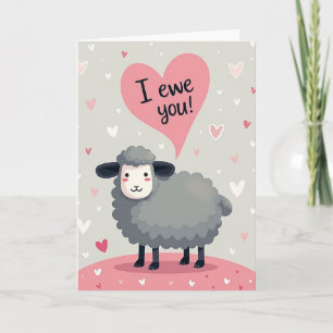 Cartão de Amor de Ovelha Engraçada 'Eu Te Amo Ovel