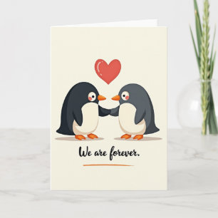 Cartão de Amor de Pinguim Fofo para Sempre