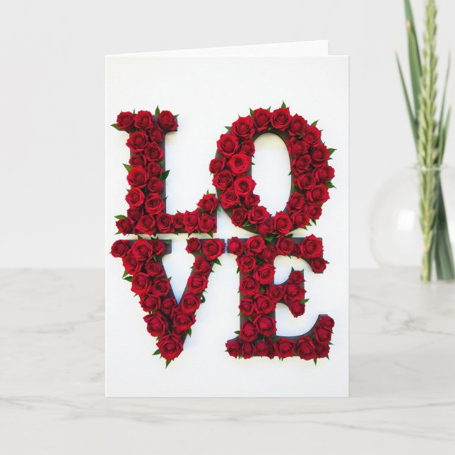 Cartão de Amor de Rosa Vermelha Simples (Frente)