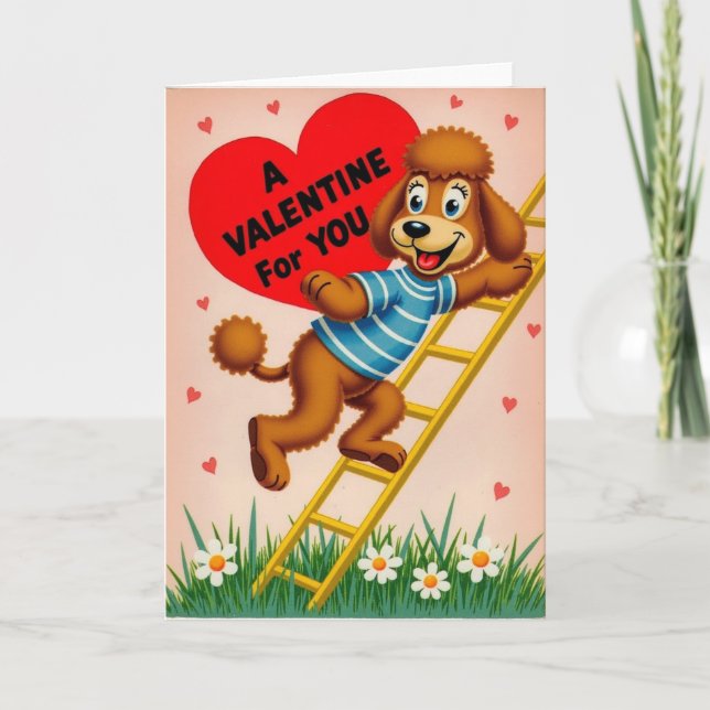 Cartão de Amor de São Valentim de Poodle Fofo (Frente)