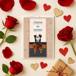 Cartão De Amor De Silhuette De Gato Marrom Encanta
