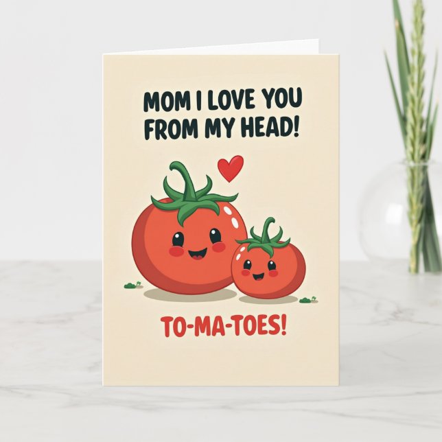 Cartão de Amor de Tomate para a Mamãe (Frente)