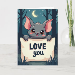 Cartão de Amor do Morcego Noturno Fofo
