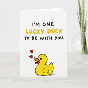 Cartão de Amor do Pato Sortudo Fofo