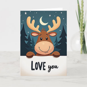Cartão de Amor do Rena de Natal