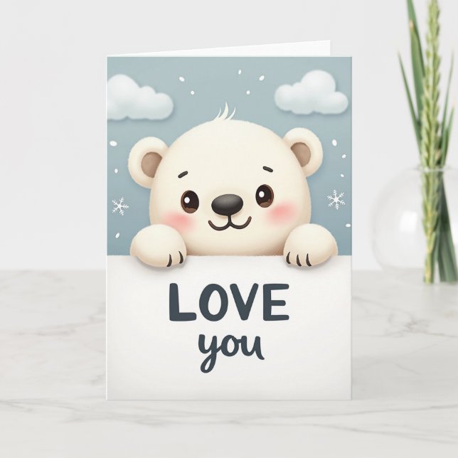 Cartão de Amor do Urso Fofo (Frente)