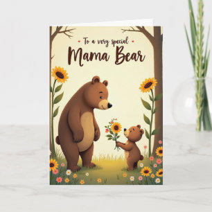 Cartão de Amor do Urso Mamãe Girassol