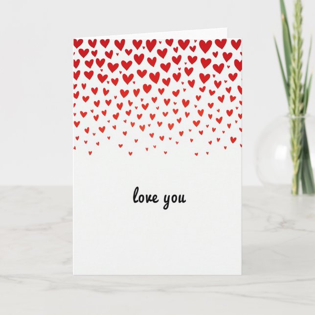 Cartão de Amor dos Corações Caindo (Frente)