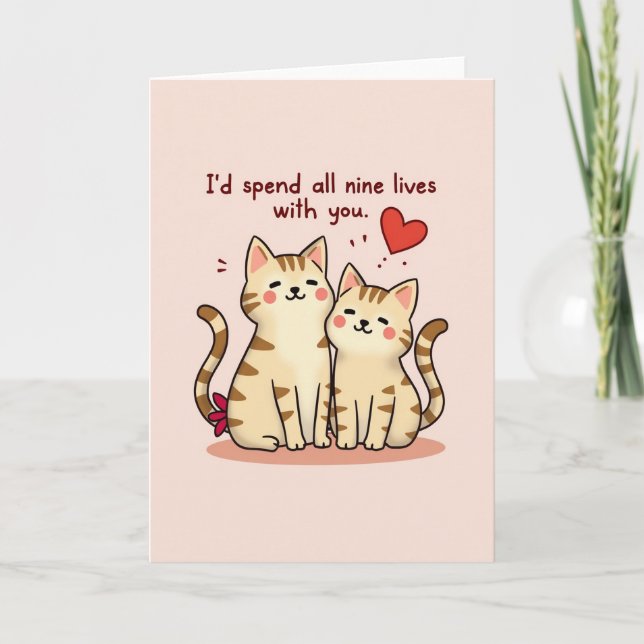 Cartão de Amor dos Nove Vidas dos Gatos (Frente)