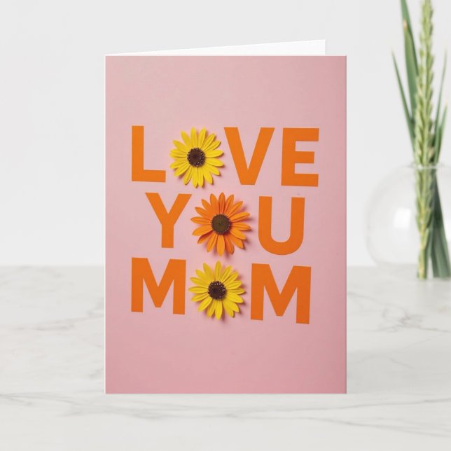 Cartão de amor floral rosa para a mamãe (Frente)