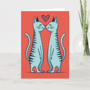 Cartão de Amor Gatos Beijando Coração