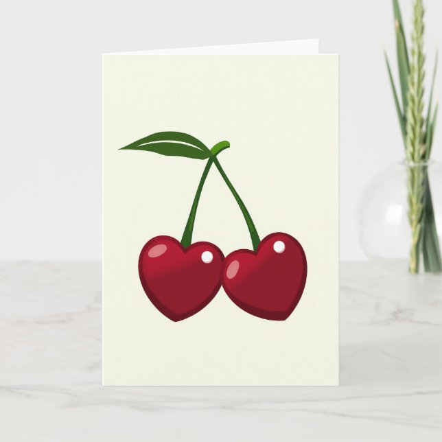 Cartão de Amor Minimalista Cerejas (Frente)