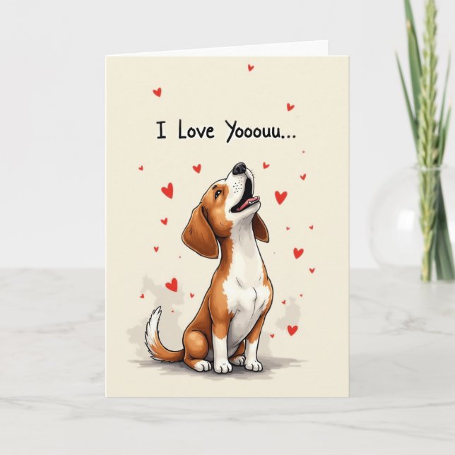 Cartão de Amor para um Beagle Fofo (Frente)