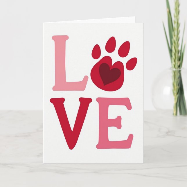 Cartão de Amor Pata Coração Pet (Frente)
