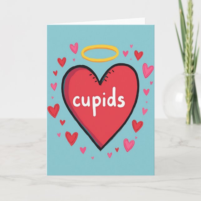 Cartão de Amor Romântico Coração de Cupido (Frente)