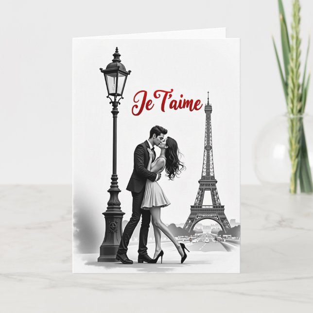 Cartão de Amor Romântico de Paris (Frente)