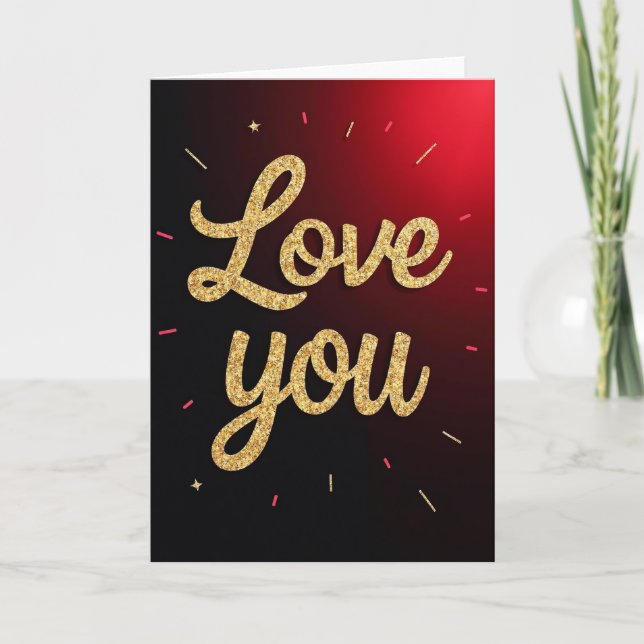Cartão de Amor Romântico Dourado (Frente)