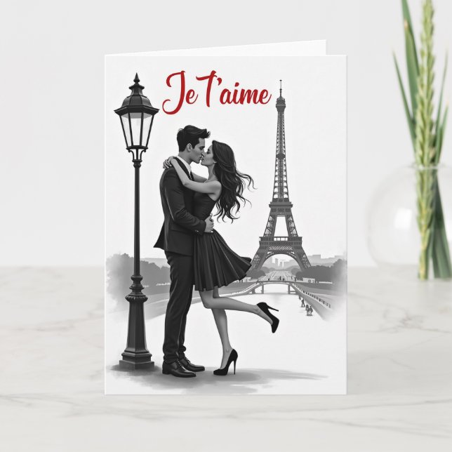 Cartão de Amor Romântico Parisiense (Frente)