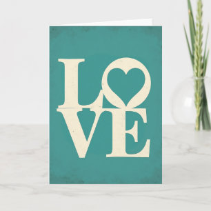 Cartão de Amor Romântico Verde Azul