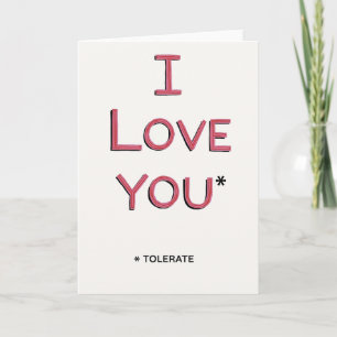 Cartão de Amor Sarcástico que Você Tolera