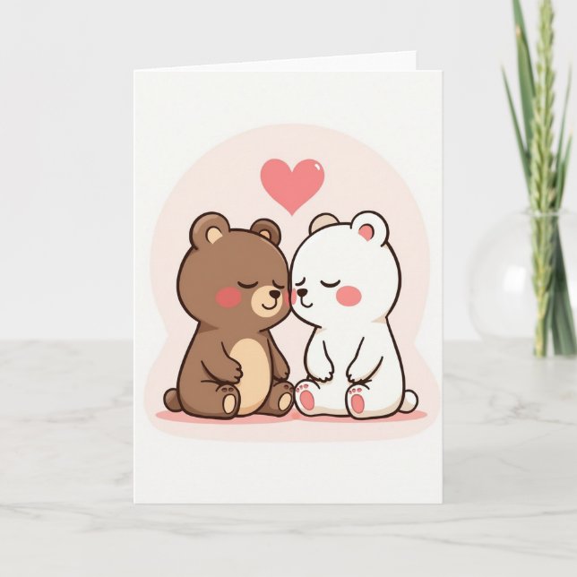 Cartão de Amor Simples de Ursos (Frente)